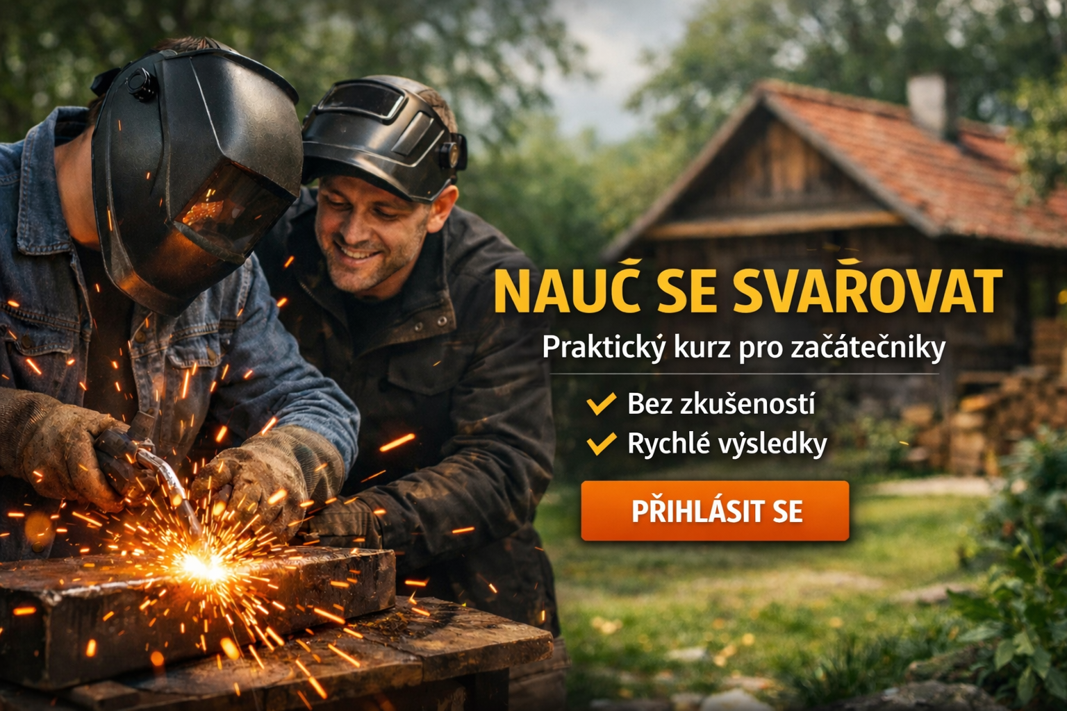 Začátečník ve svařování u praktického kurzu
